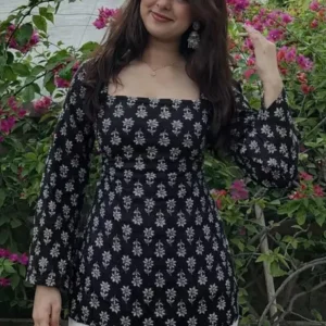 BELYE Casual Regular Sleeves Printed Women Black, White Top